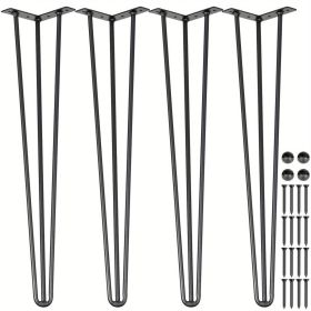 24" Black Hairpin Table Legs, Set of 4 Heavy-Duty Desk Legs with 880 Lbs Total Capacity (220 Lbs Each), 3-Rod Design for DIY Furniture, Fits Benc