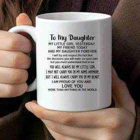 1pc, Dear Daughter Mug, Best Daughter Coffee Mug in The World, Fun Irony Mug, 11 Oz White Ceramic Mug, The Best